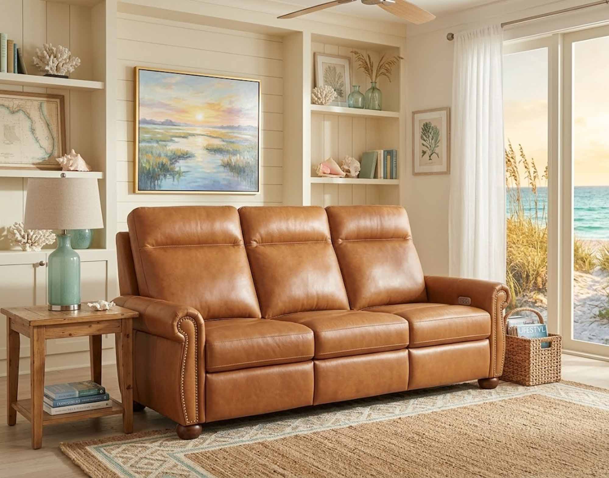 Stanton Leather Power Reclining Sofa With Articulating Headrest - Image 2