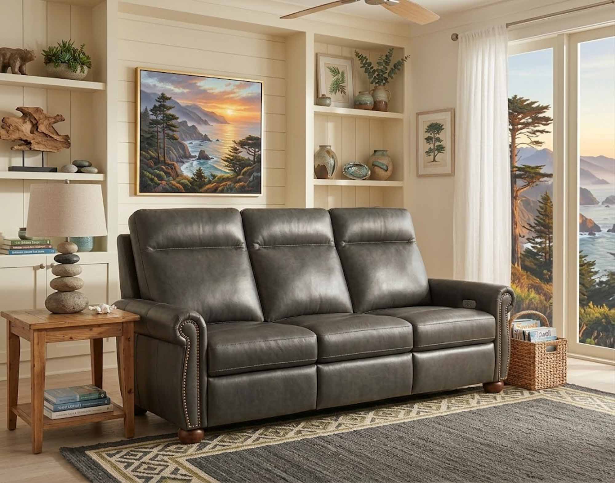 Stanton Leather Power Reclining Sofa With Articulating Headrest - Image 4