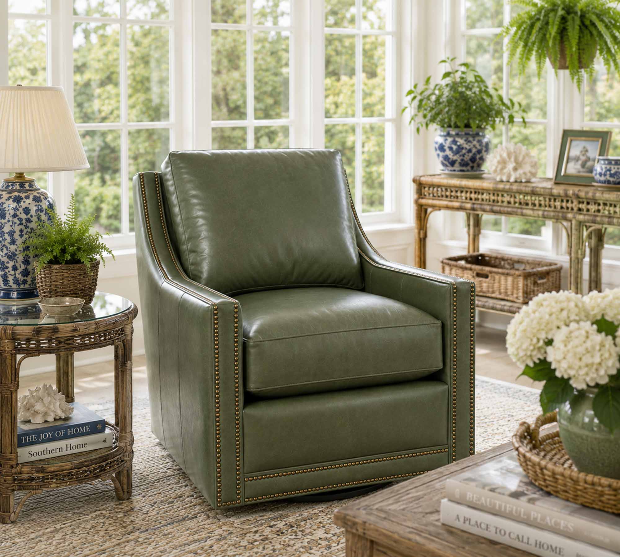 Tavion Leather Swivel Chair - Image 4