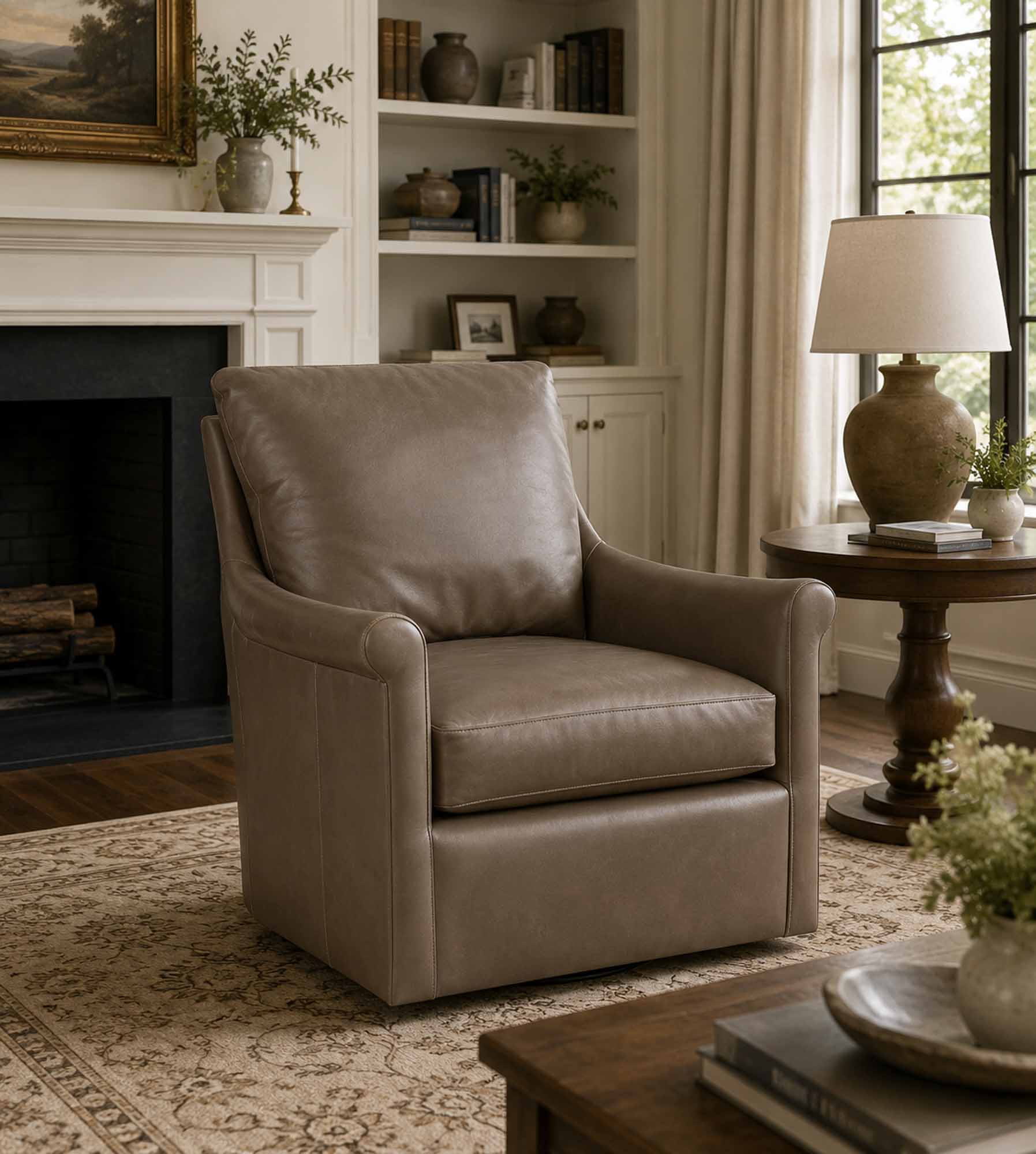Tiffany Leather Swivel Chair - Image 7