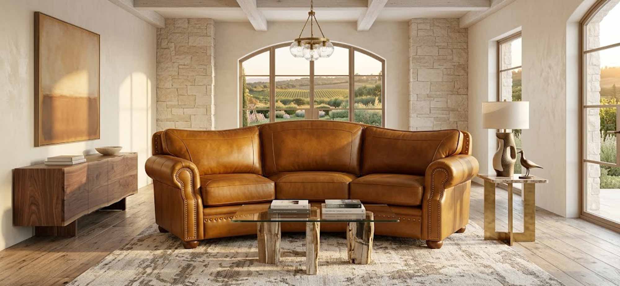 Tucson Leather Conversation Sofa - Image 4