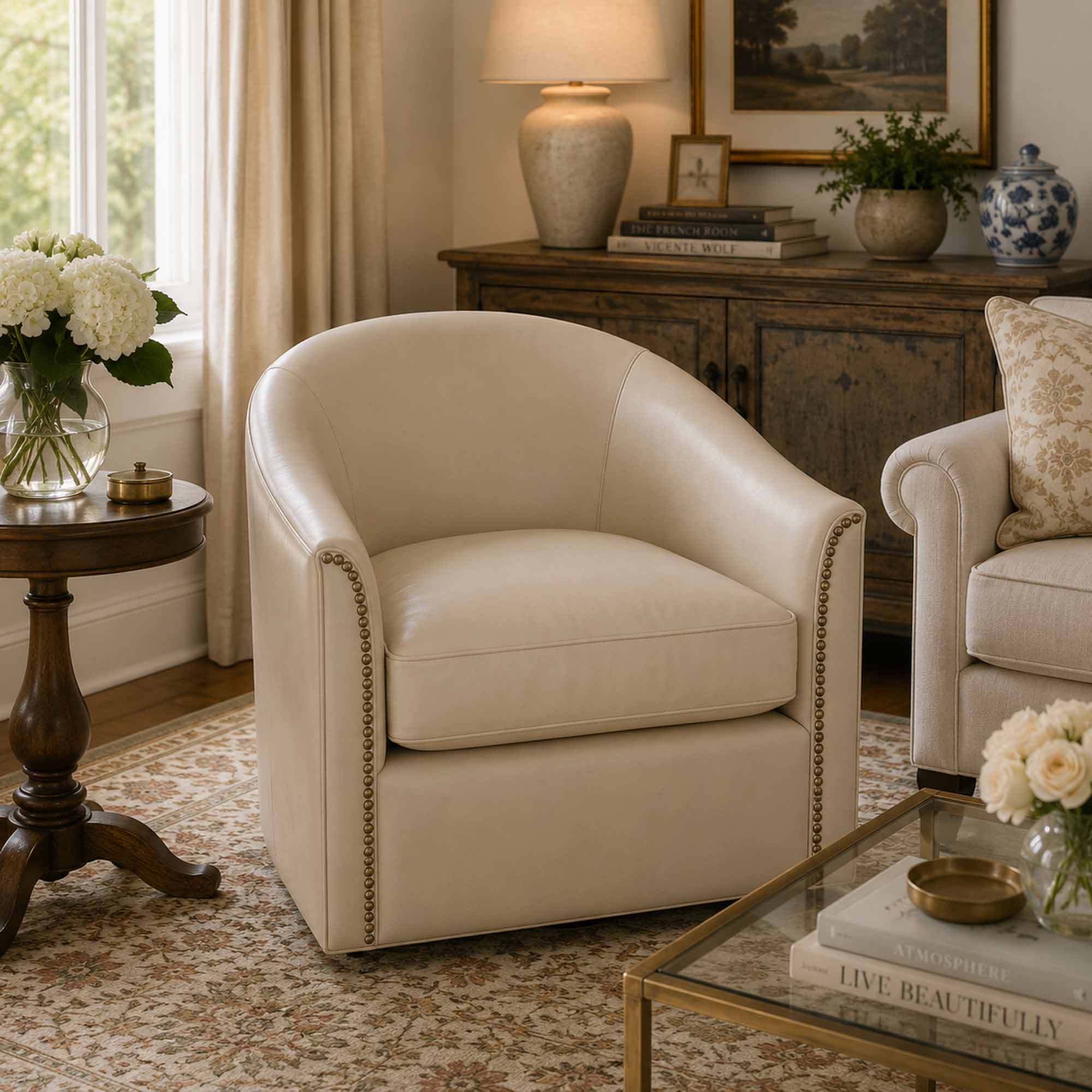 Viola Leather Swivel Chair - Image 3