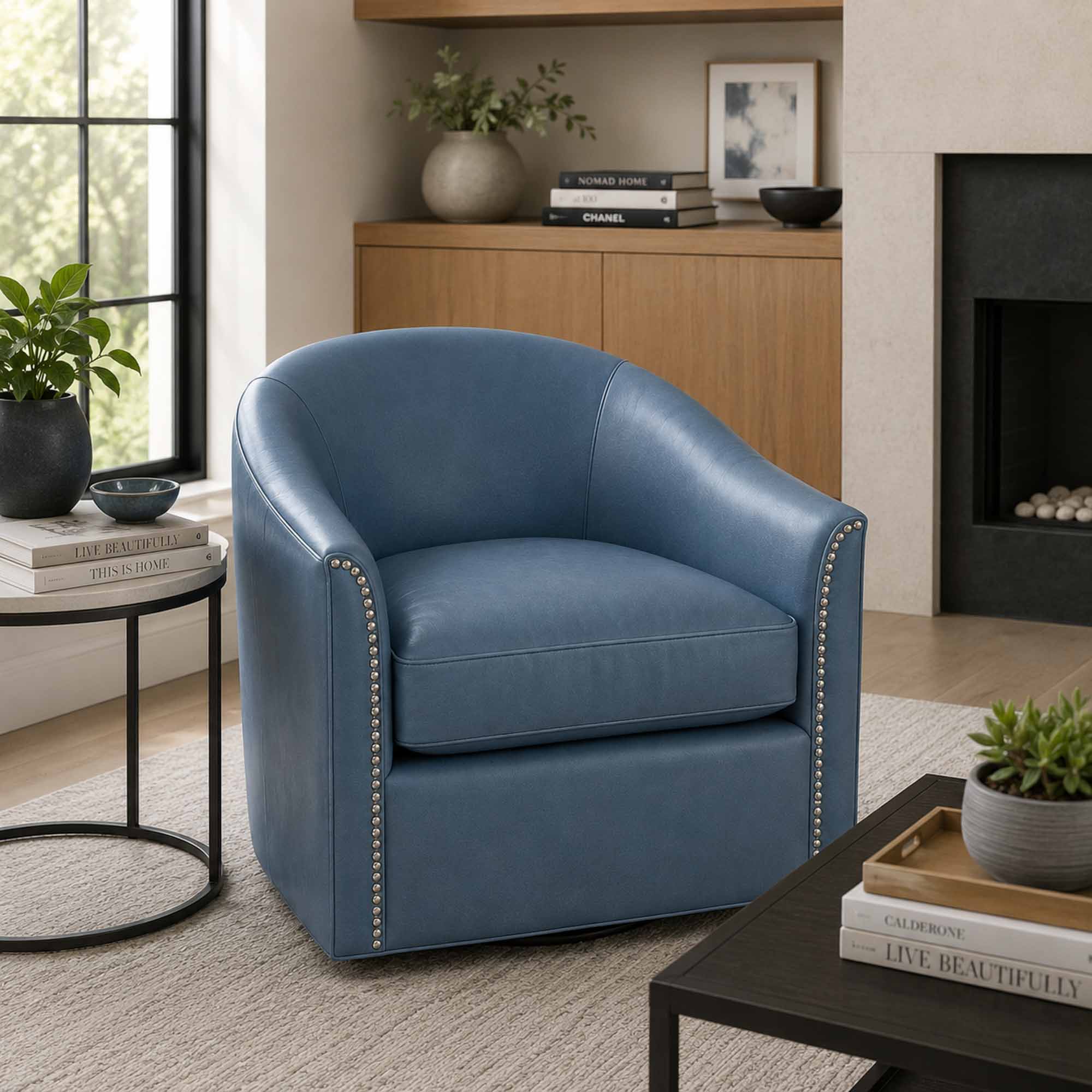 Viola Leather Swivel Chair - Image 4