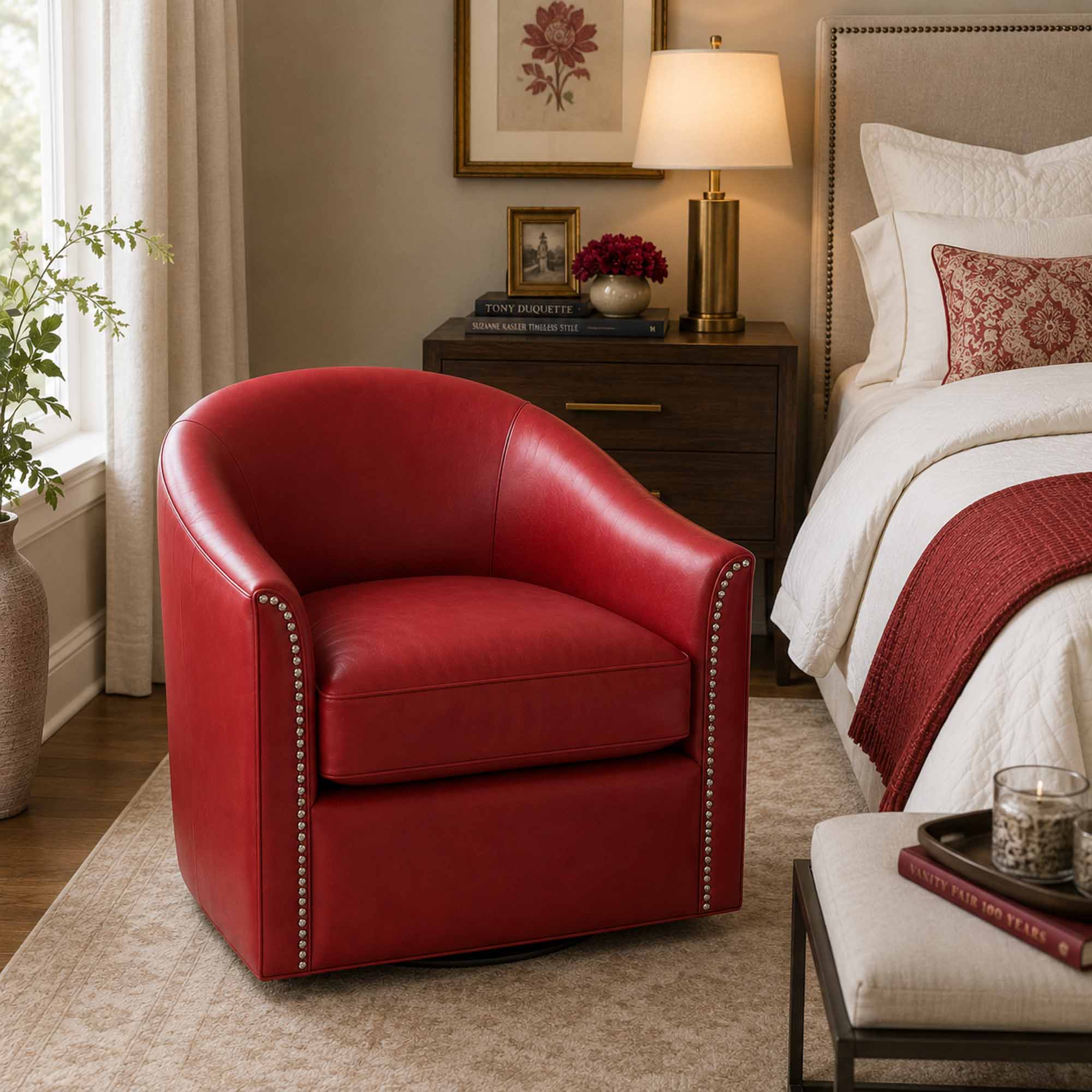Viola Leather Swivel Chair - Image 5