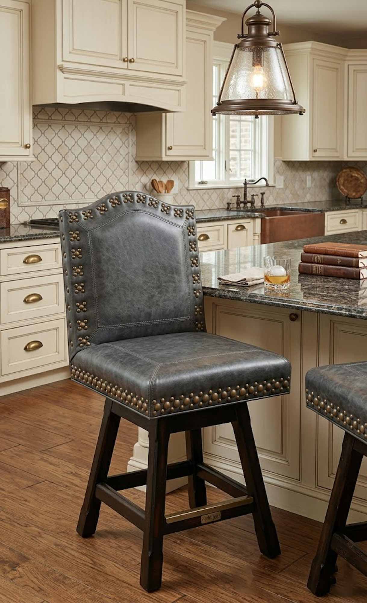 Wild West Leather Swivel Bar Stool - Image 4